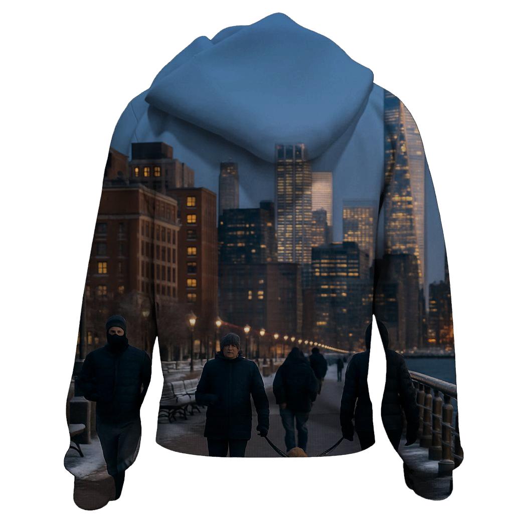 Winter Twilight Over Hudson Promenade hoodie trends