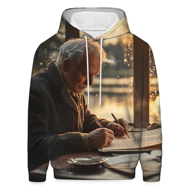 Graham Greene At The Lakehouse Desk zip-up hoodies