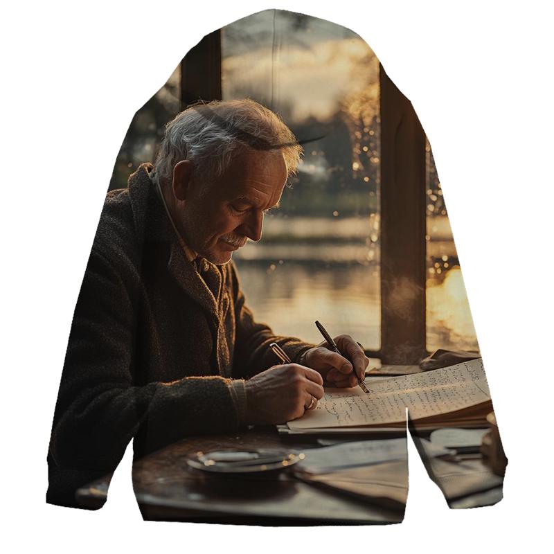 Graham Greene At The Lakehouse Desk zip-up hoodies
