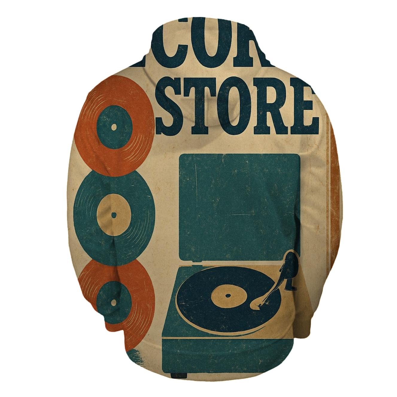 Vintage Vinyl Record Shop Poster embroidered hoodies