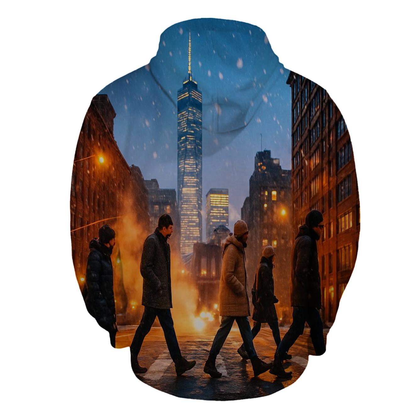 Winter Sunset Behind Lower Manhattan lightweight hoodies