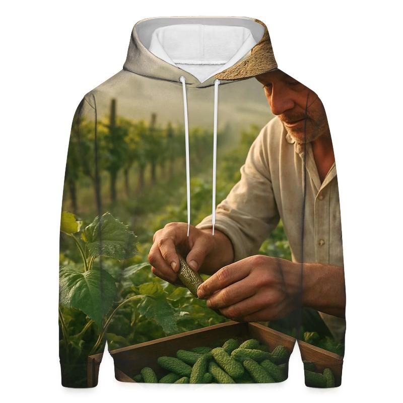 Artisanal Cornichon Harvest In Burgundy Vineyard premium hoodies