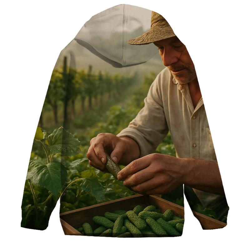 Artisanal Cornichon Harvest In Burgundy Vineyard premium hoodies
