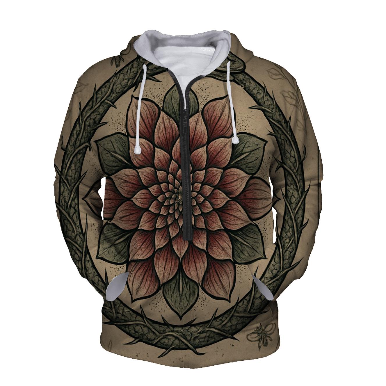 Blooming Ouroboros Mandala zip-up hoodies