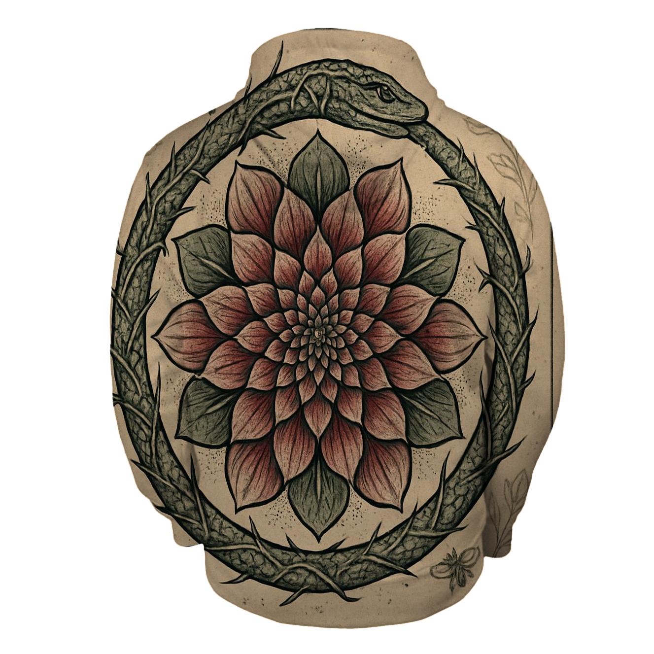 Blooming Ouroboros Mandala zip-up hoodies