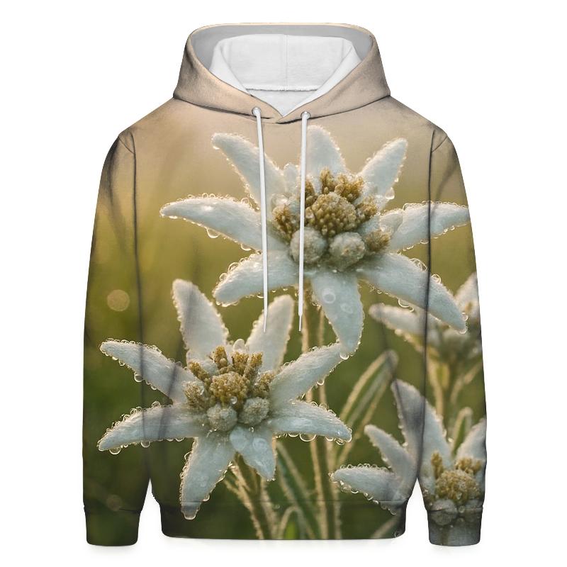 Sunlit Morning Dew On Alpine Edelweiss Cluster hoodie designs