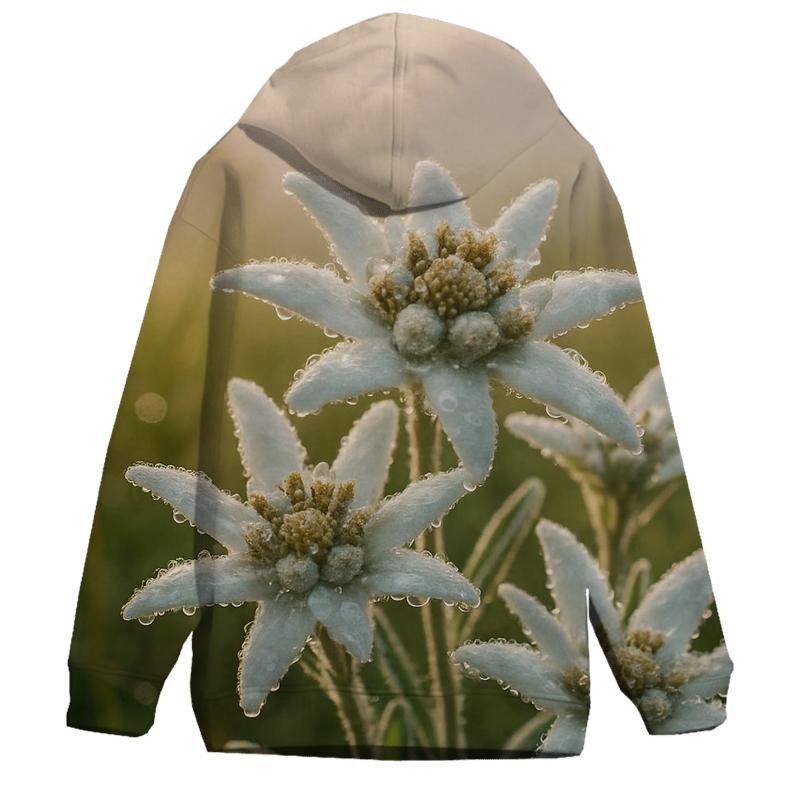 Sunlit Morning Dew On Alpine Edelweiss Cluster hoodie designs