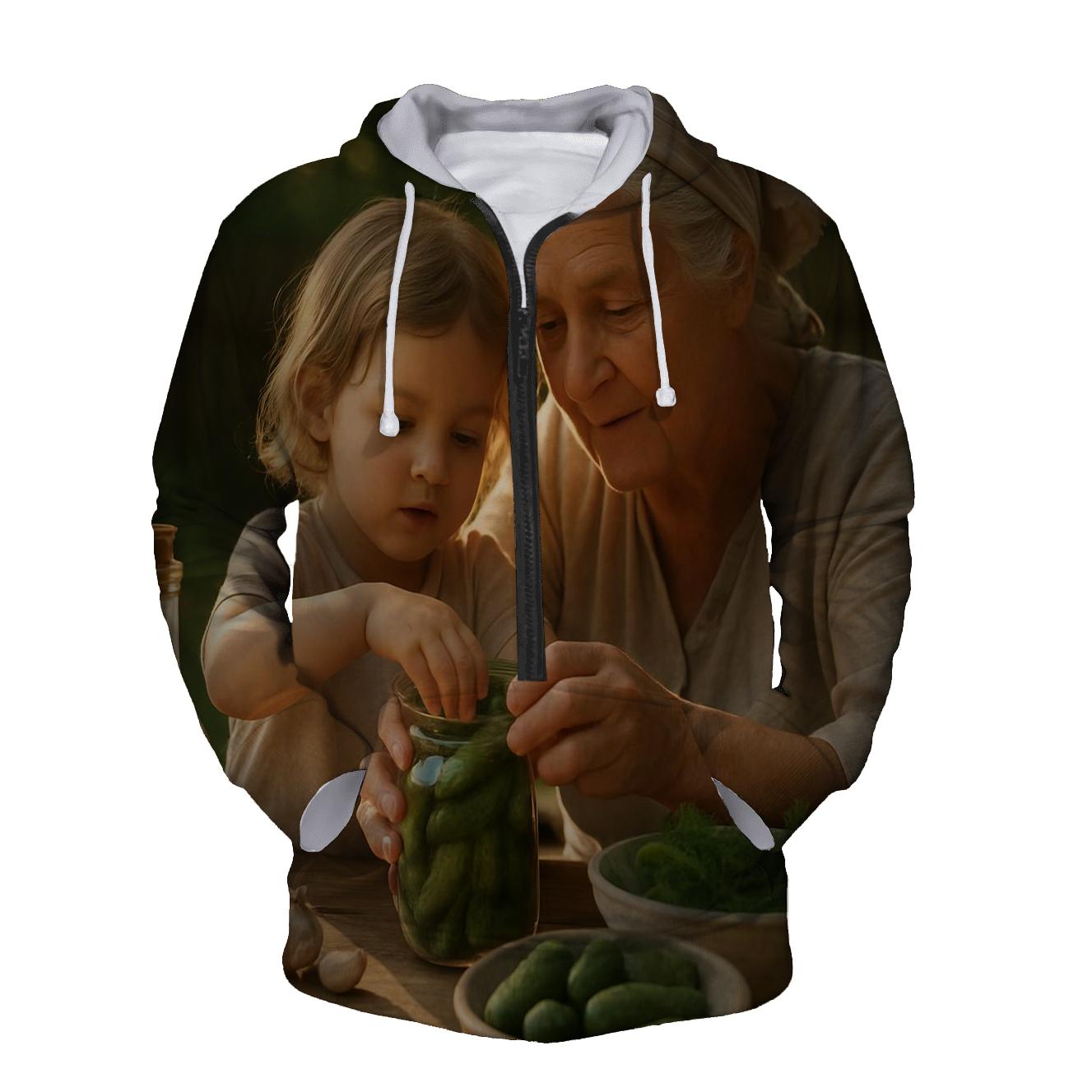 Grandmother Teaching Pickling In Backyard graphic hoodies