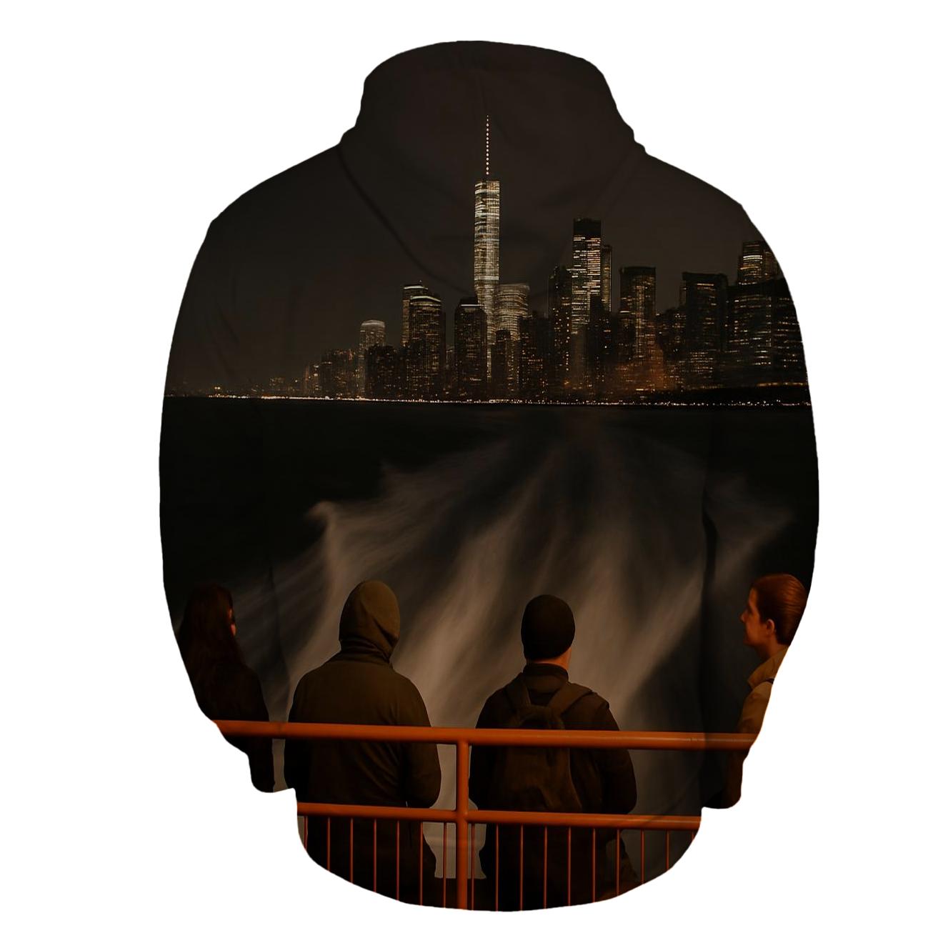 Nocturnal Skyline From Staten Island Ferry lightweight hoodies