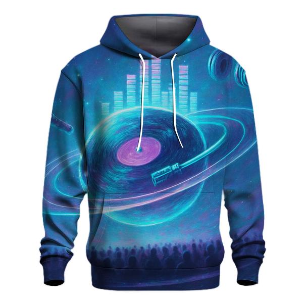 Neon Turntable Orbit embroidered hoodies
