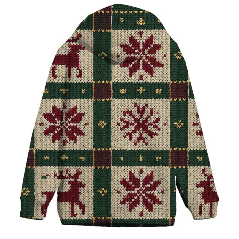 Starlit Reindeer Plaid Tapestry Design pullover hoodies