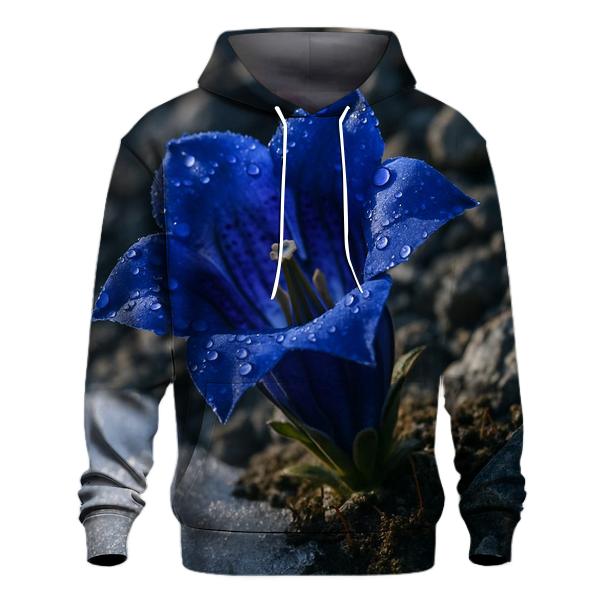 Alpine Gentian Snowmelt Portrait designer hoodies