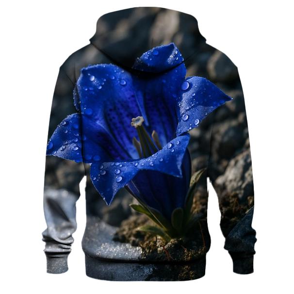 Alpine Gentian Snowmelt Portrait designer hoodies