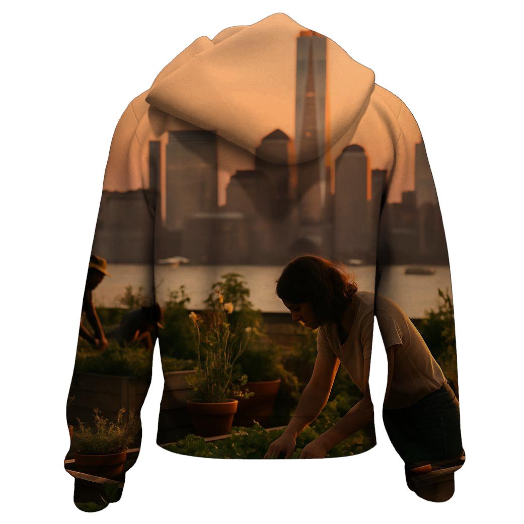 Sunset Rooftop Garden Over Lower Manhattan lightweight hoodies