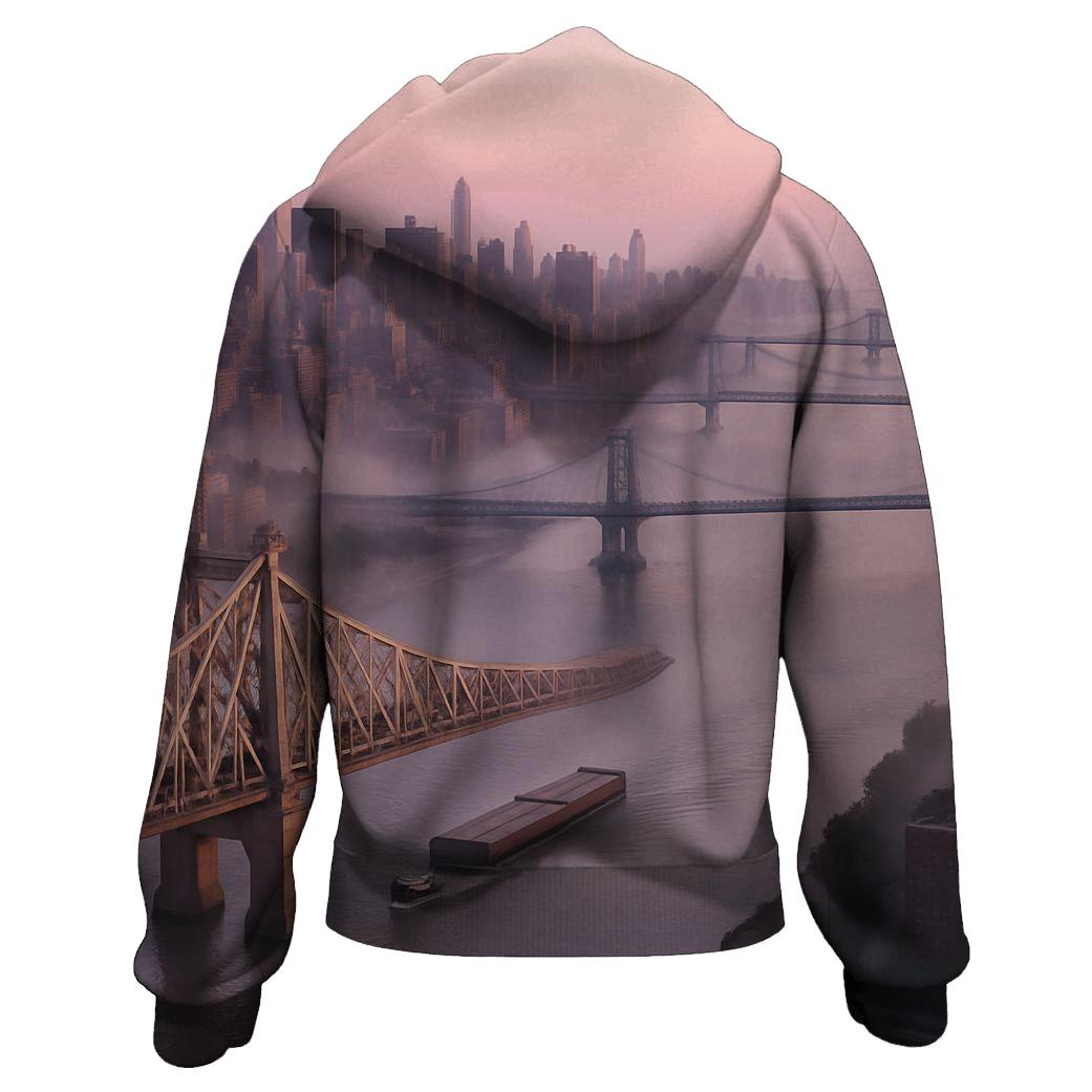 Aerial Dawn Over East River Bridges lightweight hoodies