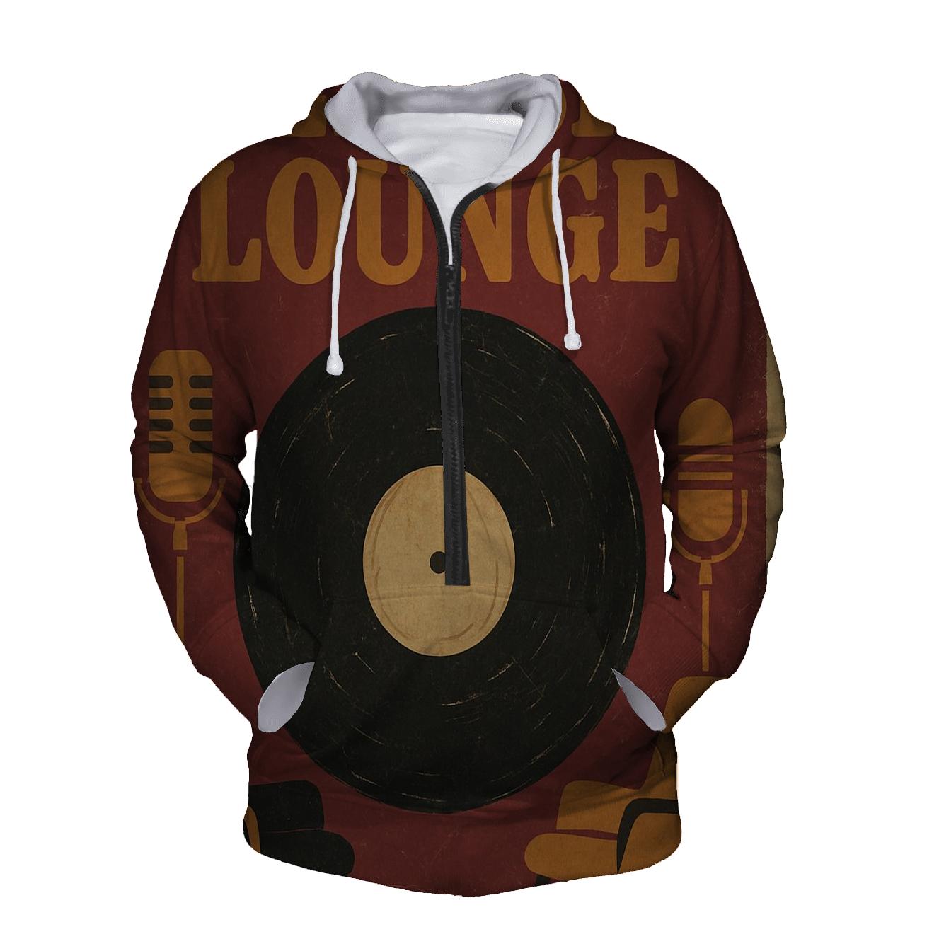 Distressed Vinyl Record Lounge graphic hoodies