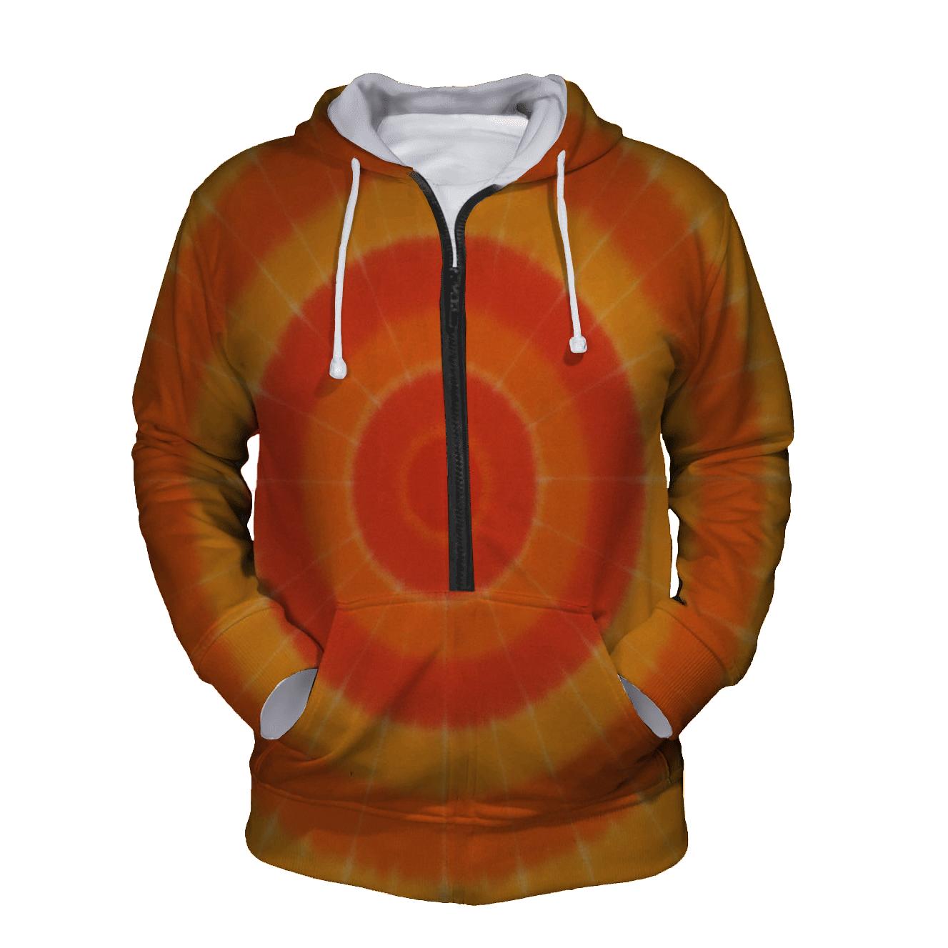 Bold Spiral Bullseye With Sunset Tones embroidered hoodies