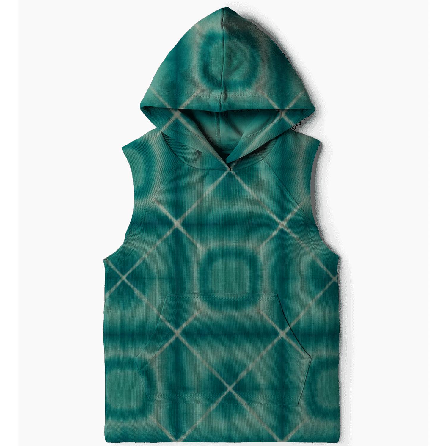 Itajime Turquoise Grid printed hoodies
