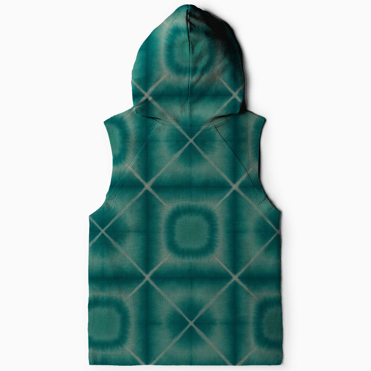 Itajime Turquoise Grid printed hoodies
