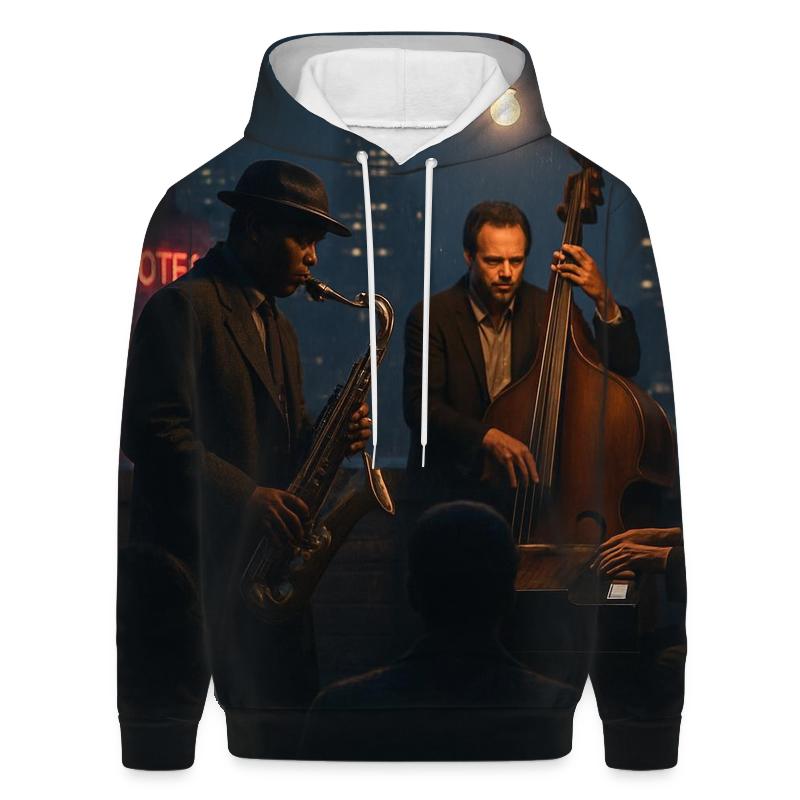 Jazz Night Rooftop Overlook embroidered hoodies