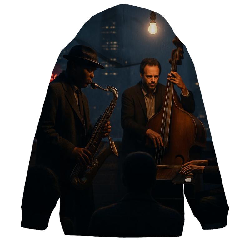 Jazz Night Rooftop Overlook embroidered hoodies