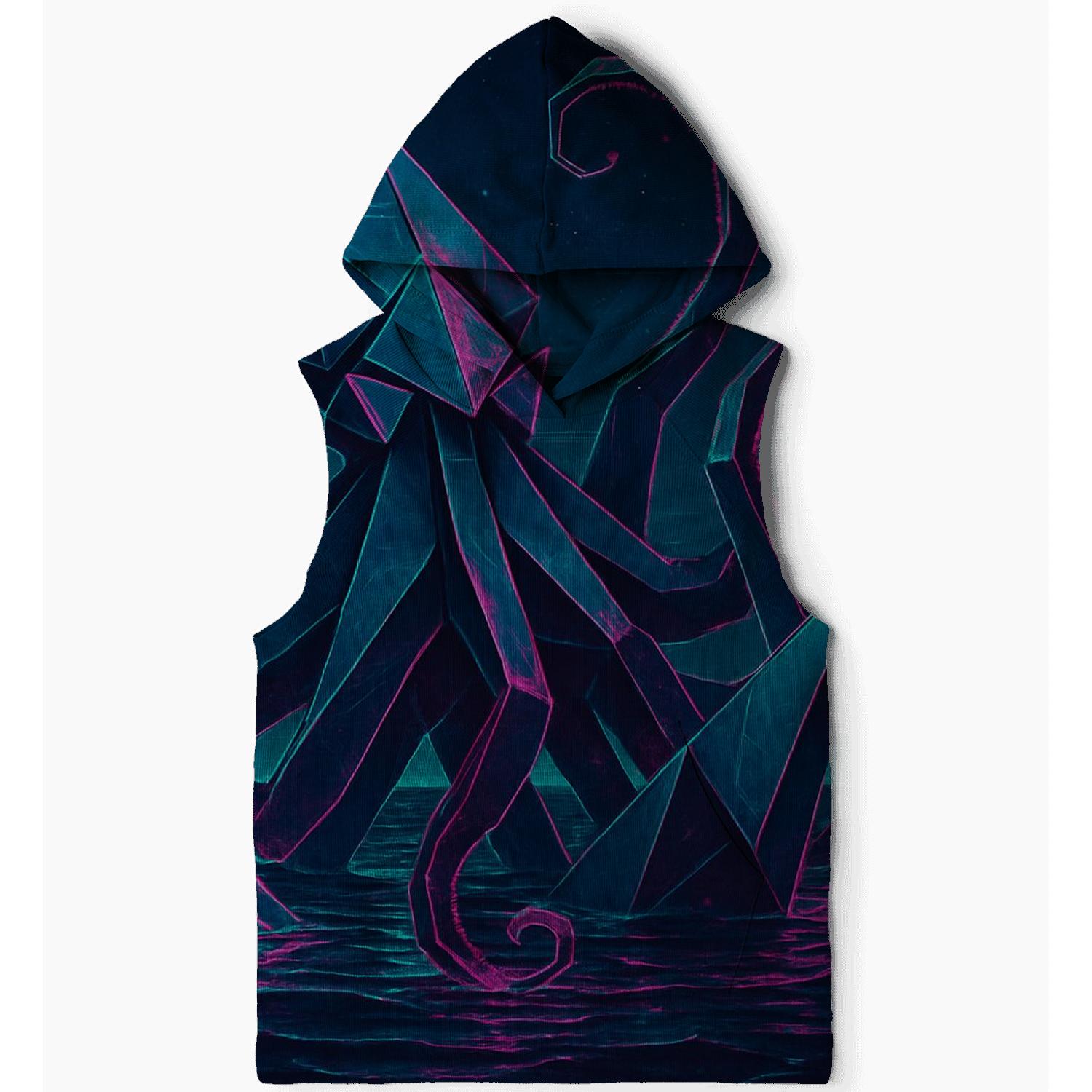 Neon Origami Kraken embroidered hoodies
