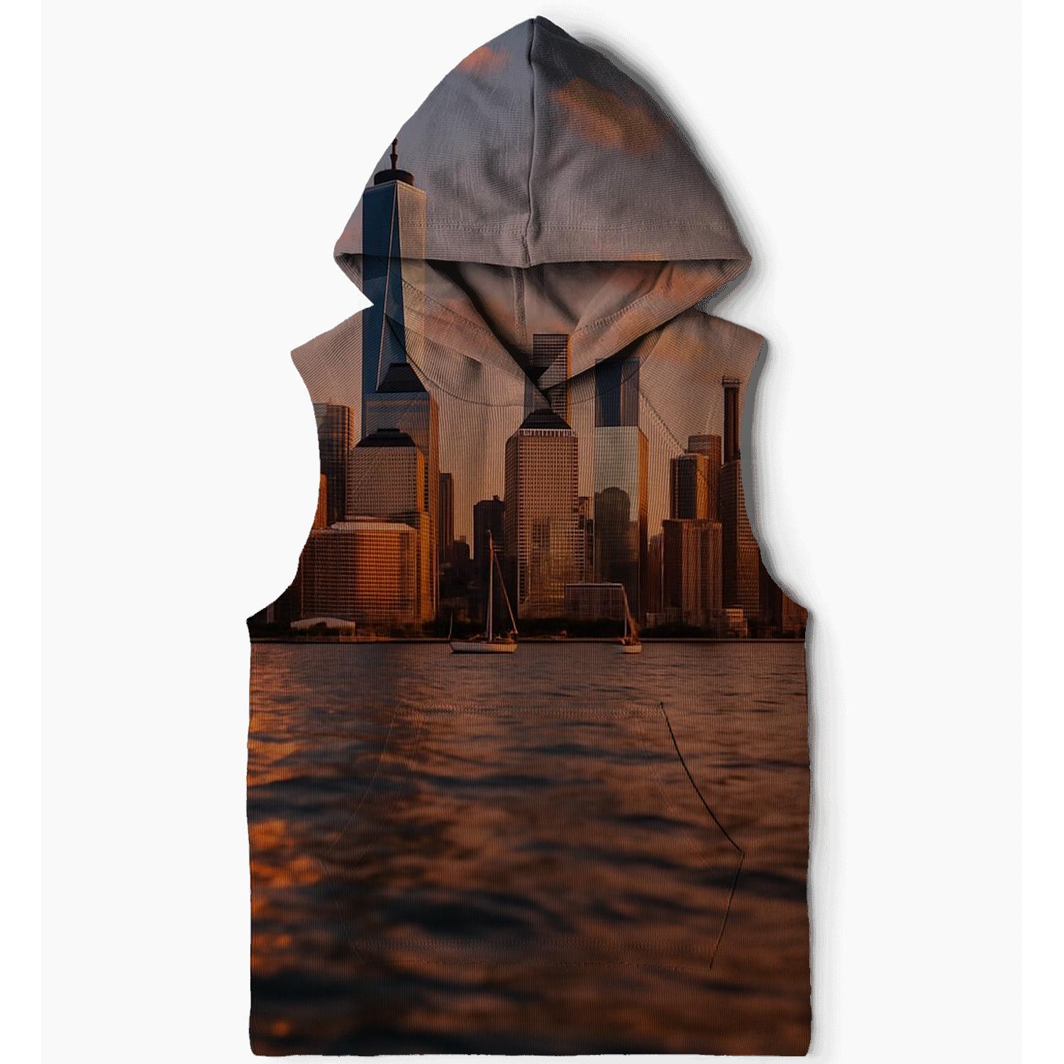 Sunset Reflections Over Lower Manhattan Harbor hoodie designs
