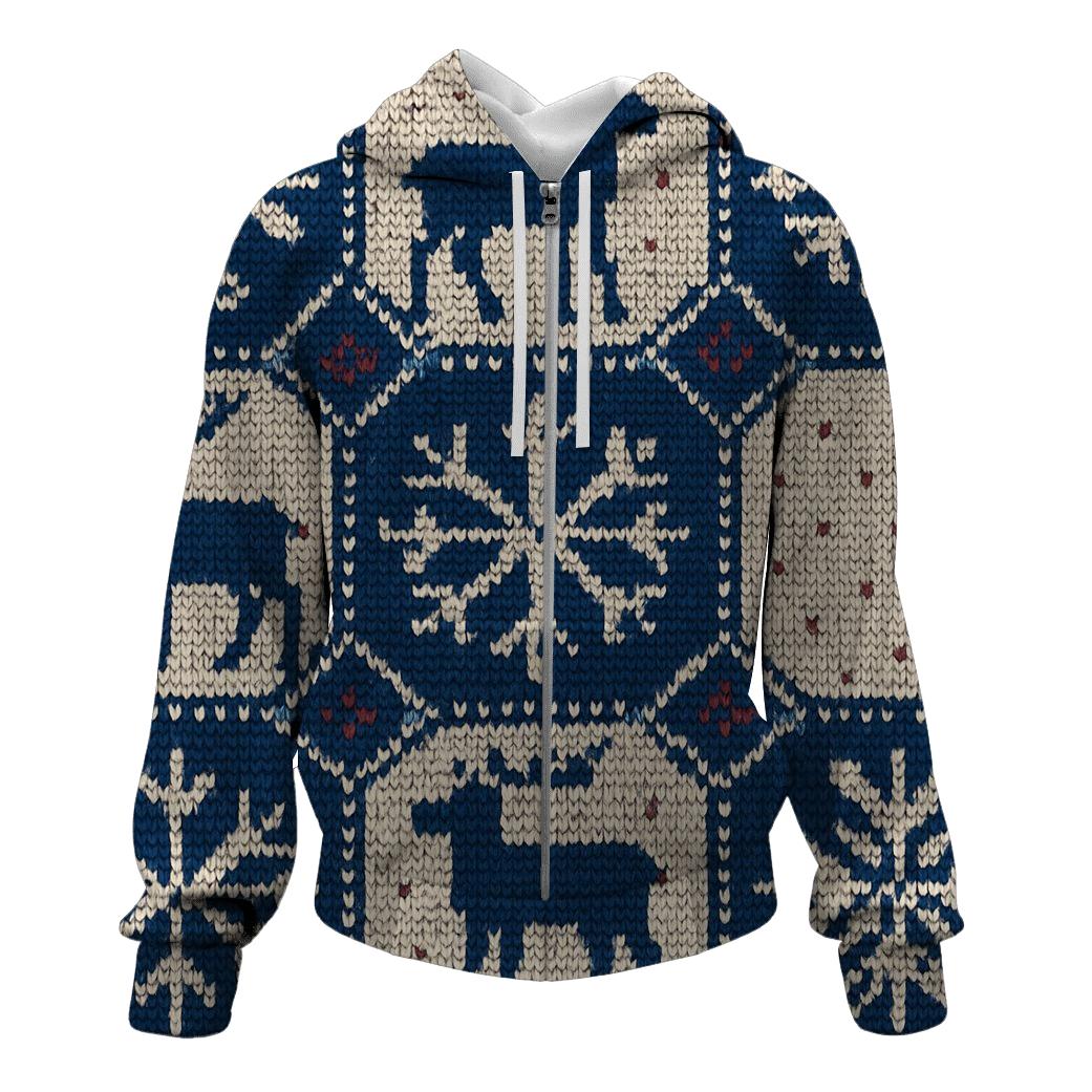 Snowflake Reindeer Patchwork Design hoodie designs