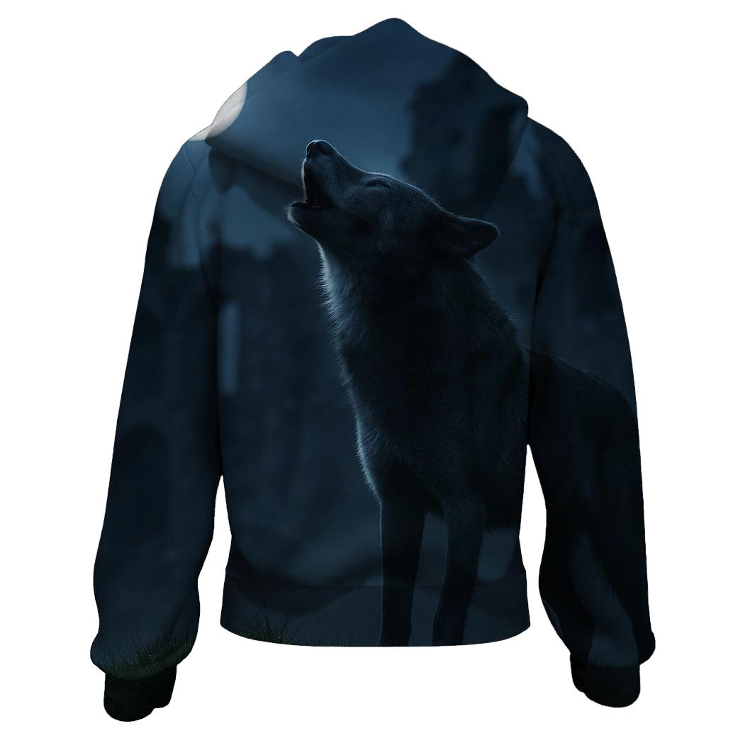 Night Howl Over Highland Ruins graphic hoodies