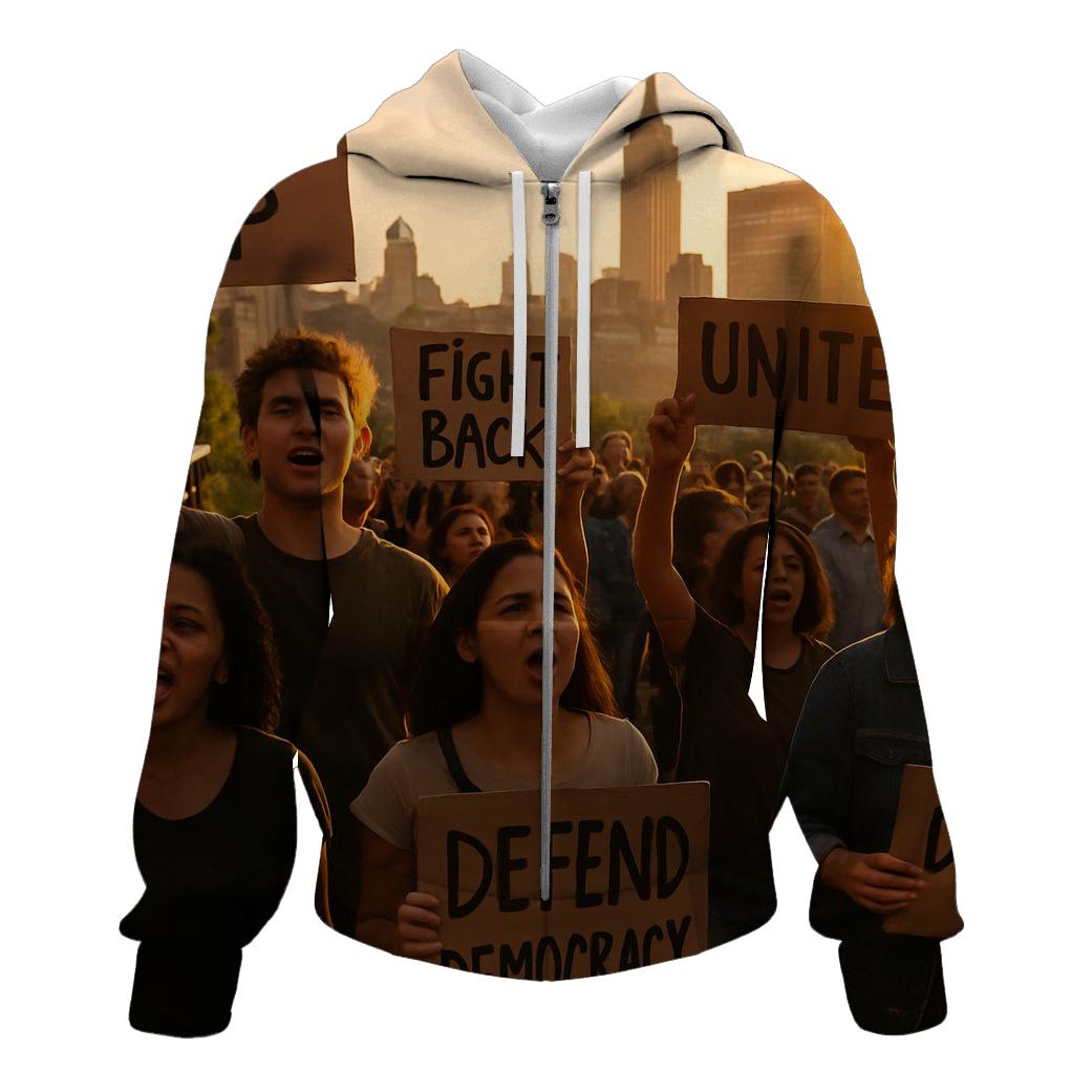 Highline Sunset Labor Protest zip-up hoodies
