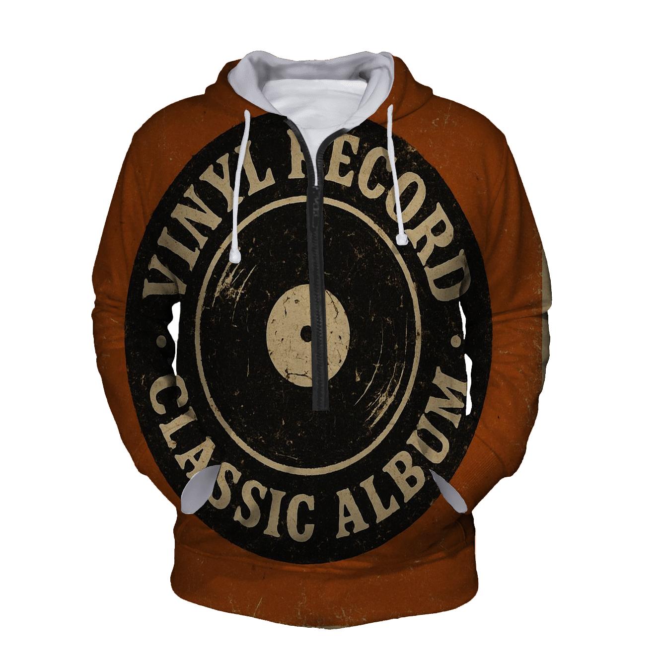 Burnt Orange Vinyl Record Label printed hoodies