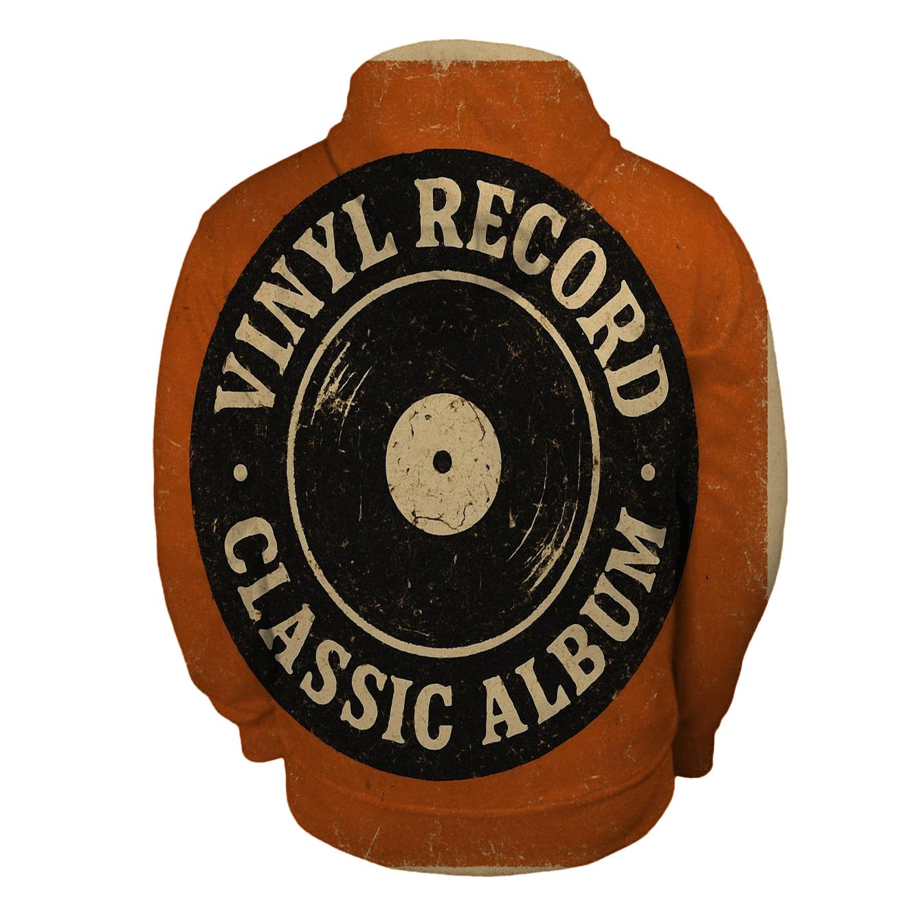 Burnt Orange Vinyl Record Label printed hoodies