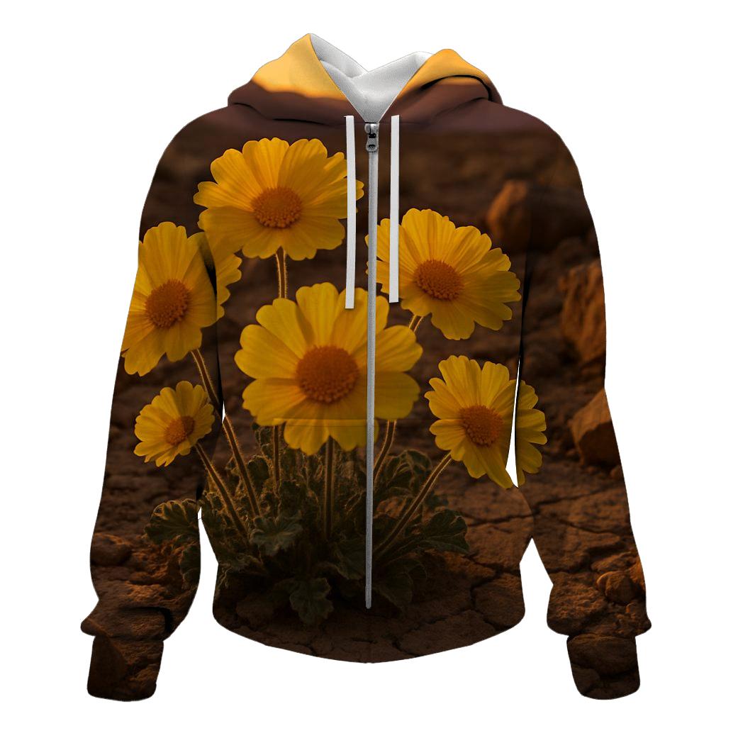 Desert Bloom Of Resilient Desert Marigolds At Sunset premium hoodies