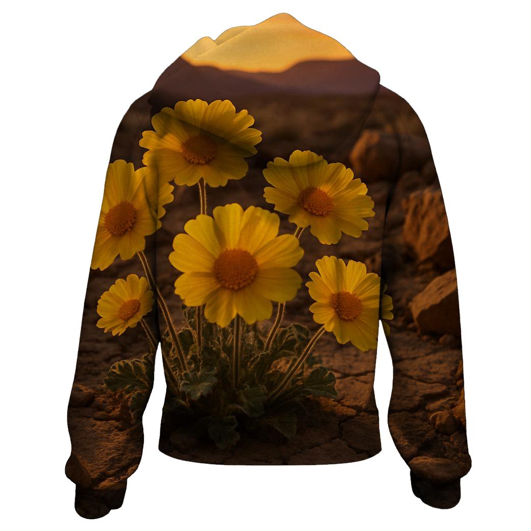 Desert Bloom Of Resilient Desert Marigolds At Sunset premium hoodies