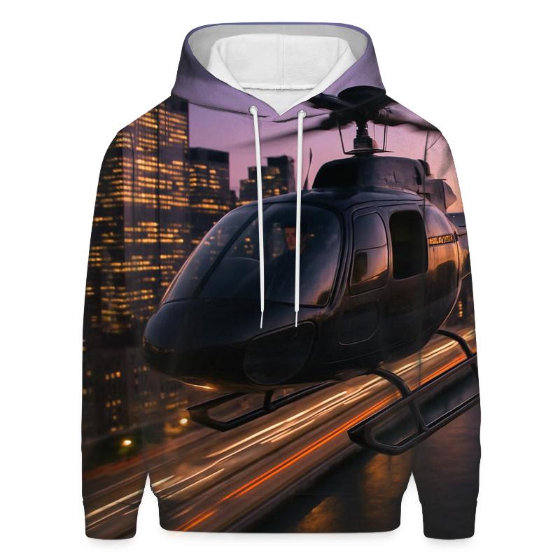 Twilight Helicopter Over The East River heavyweight hoodies