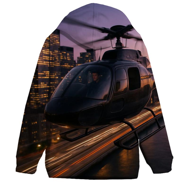 Twilight Helicopter Over The East River heavyweight hoodies