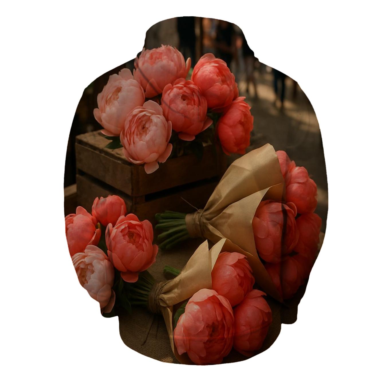 Market Stall Peony Harvest graphic hoodies