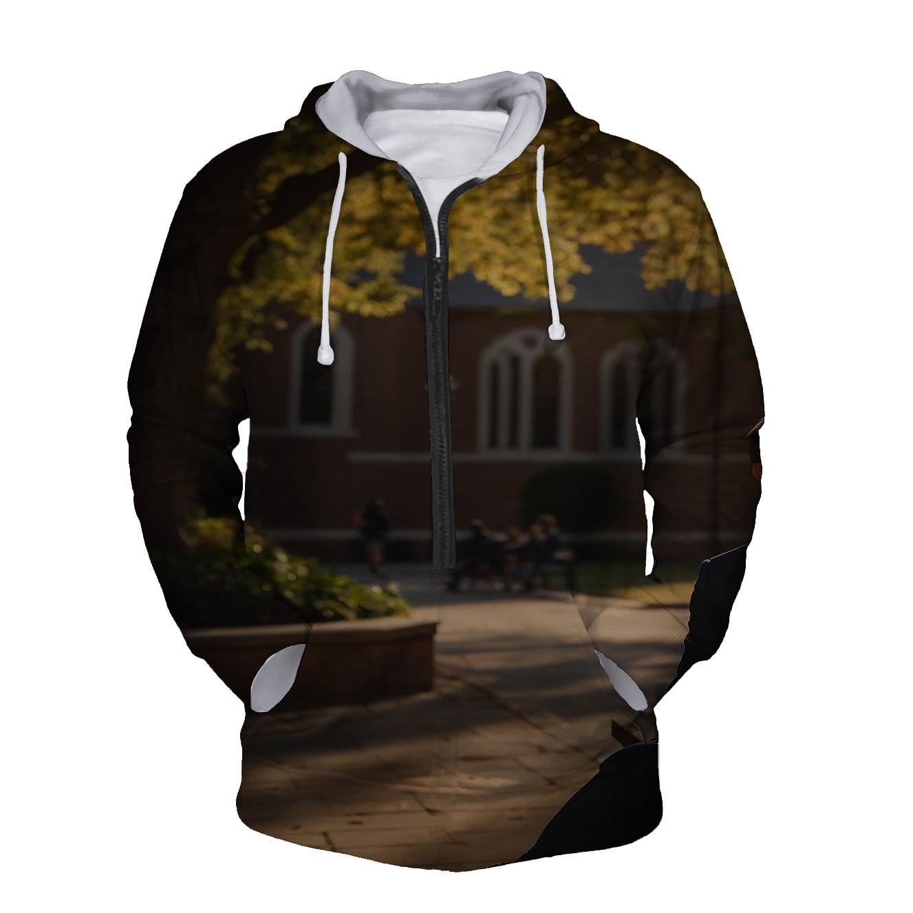 Campus Discussion Under Oak embroidered hoodies