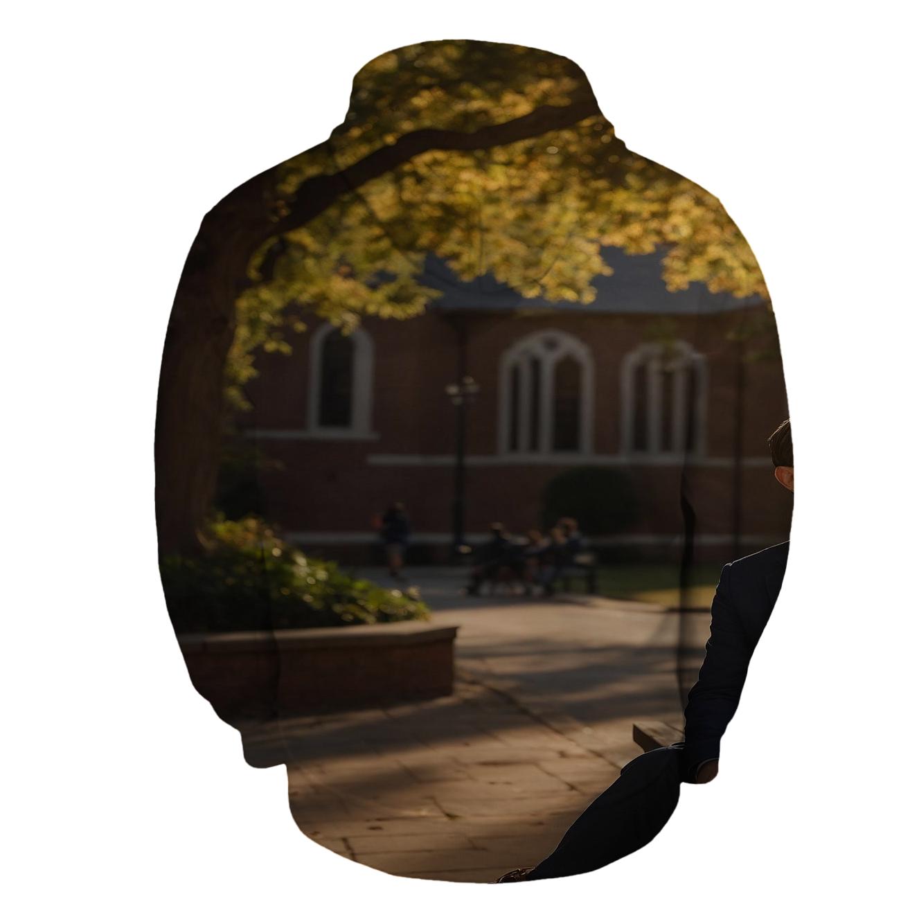 Campus Discussion Under Oak embroidered hoodies