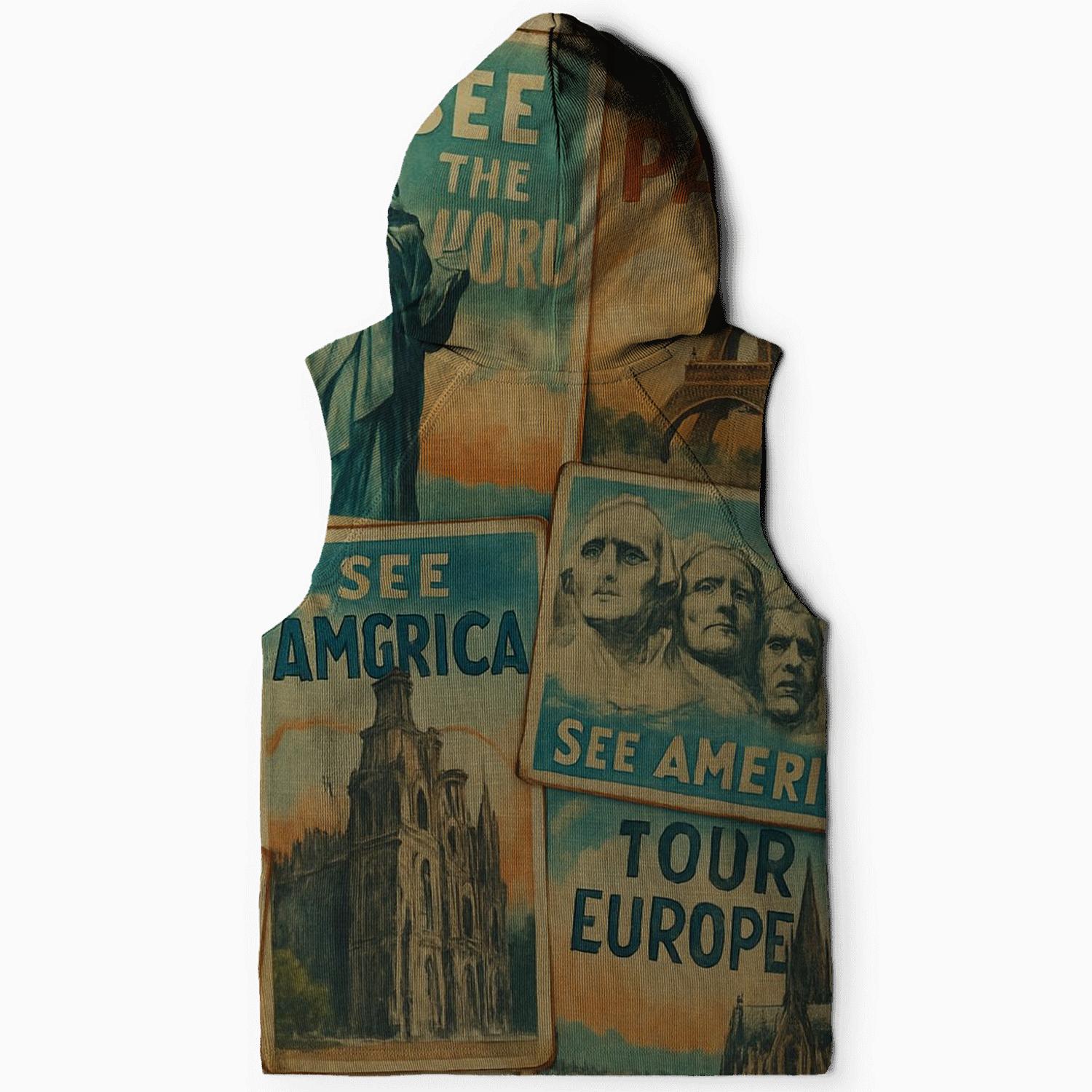 Antique Travel Postcard Collage designer hoodies