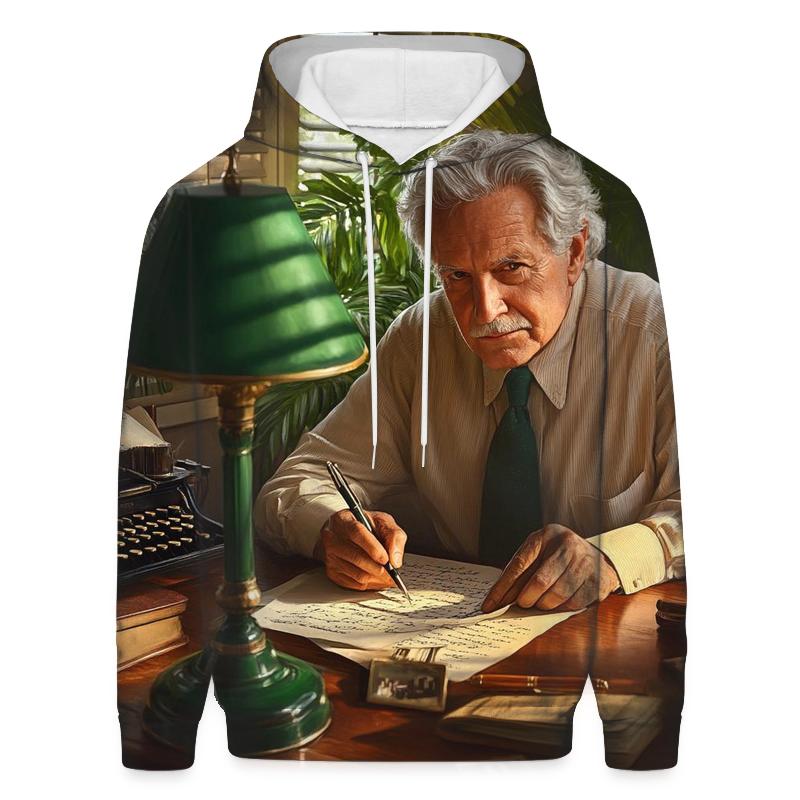 Graham Greene Writing In His Jamaican Study premium hoodies