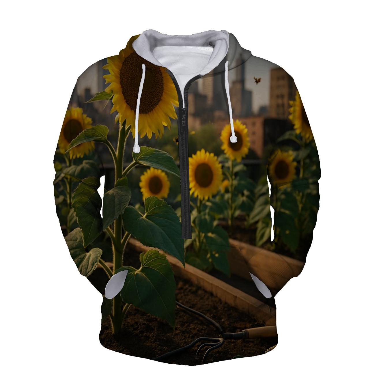 Urban Rooftop Sunflower Array graphic hoodies