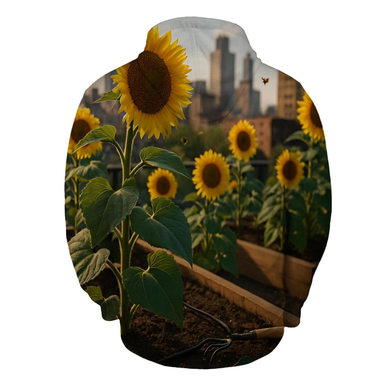 Urban Rooftop Sunflower Array graphic hoodies