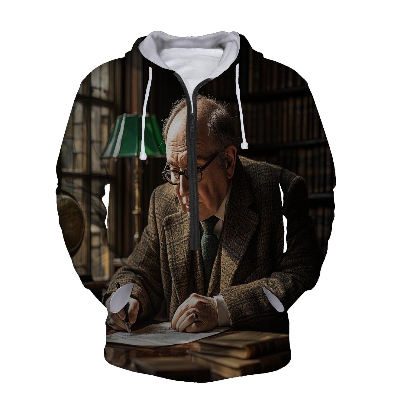 Graham Greene At Work In Quiet English Study printed hoodies