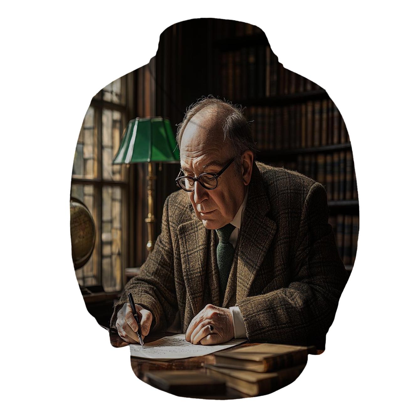 Graham Greene At Work In Quiet English Study printed hoodies