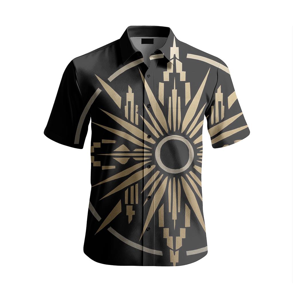 Art Deco Sunburst Medallion embroidered logo shirts