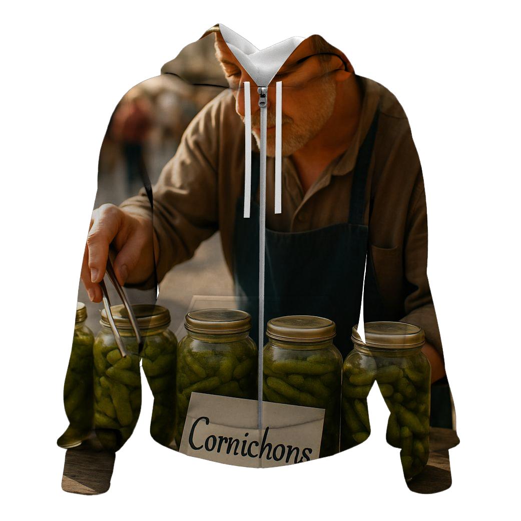 Rustic Market Pickle Vendor With Cornichons heavyweight hoodies
