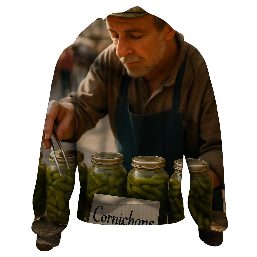 Rustic Market Pickle Vendor With Cornichons heavyweight hoodies