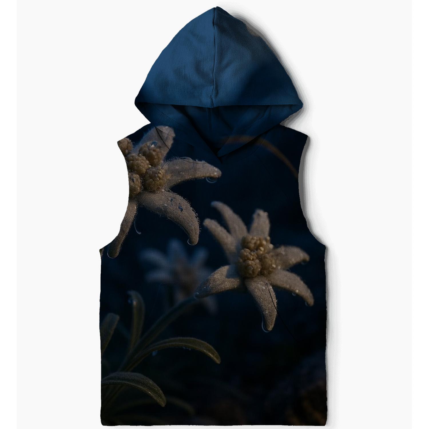 Moonlit Alpine Edelweiss Cluster embroidered hoodies
