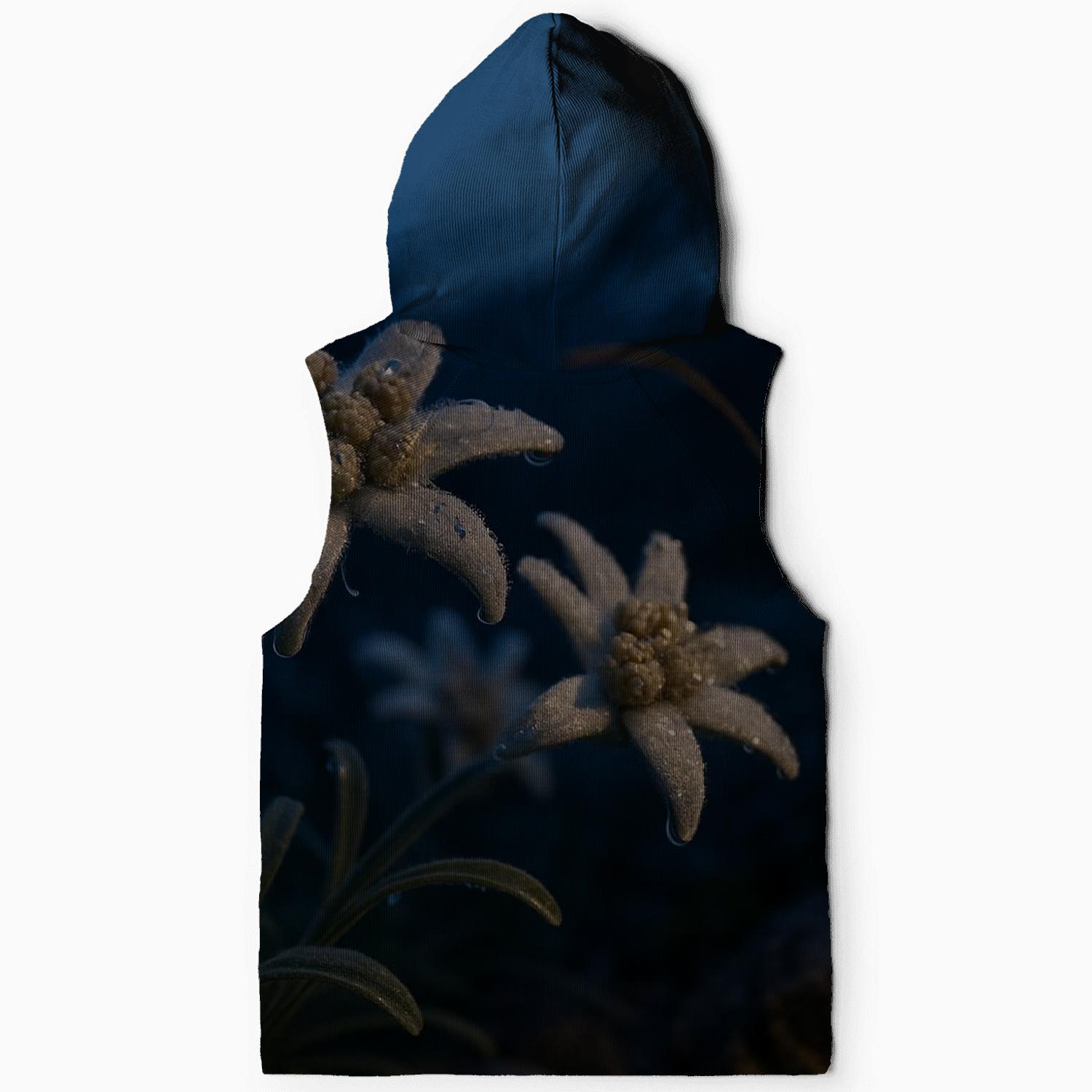 Moonlit Alpine Edelweiss Cluster embroidered hoodies